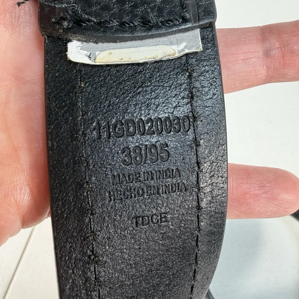 Dickies Men's‎ Sz 38 Belt Black Leather Black Tone Buckle Adjustable Work